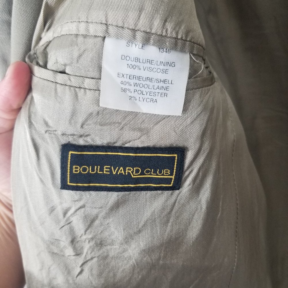 Vintage Boulevard Club Khaki  Oversized Professor Wool Blend Blazer Sport Pocket - Picture 9 of 10